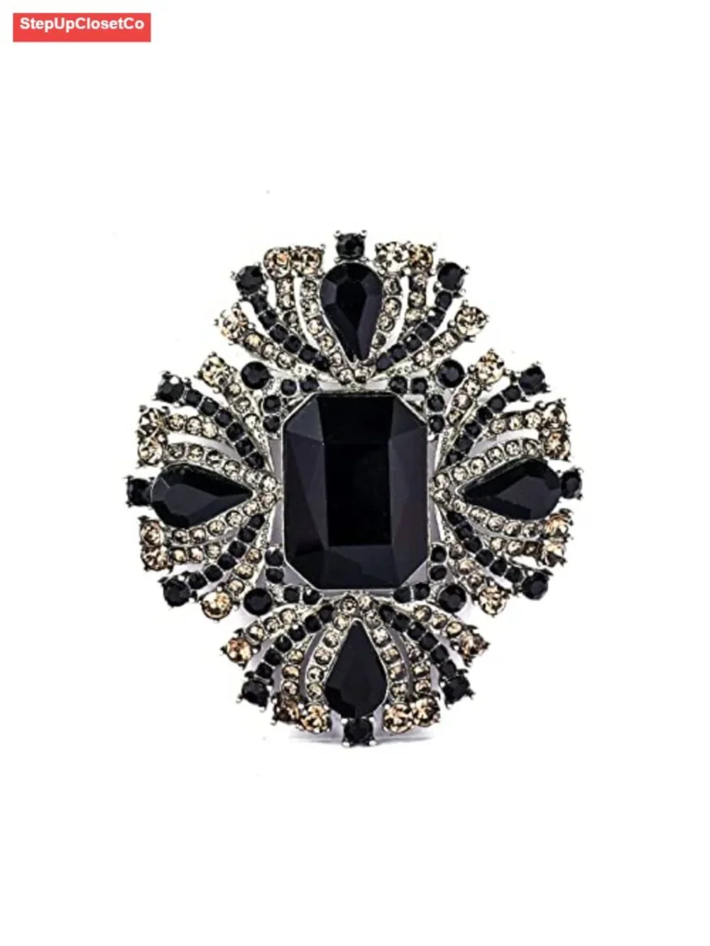 Vintage Crystal Rhinestone Flower Brooch Pin for Women Coat Dress Accessory